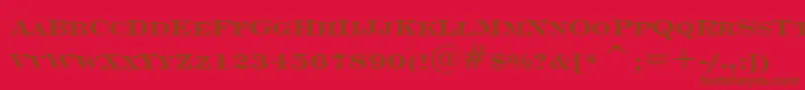 EngraversRomanBoldBt-Schriftart – Braune Schriften auf rotem Hintergrund