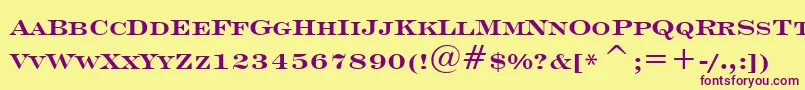 Weitere Informationen zur EngraversRomanBoldBt-Schriftart EngraversRomanBoldBt-Schriftart – Violette Schriften auf gelbem Hintergrund