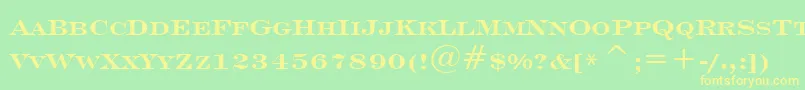 EngraversRomanBoldBt-fontti – keltaiset fontit vihreällä taustalla