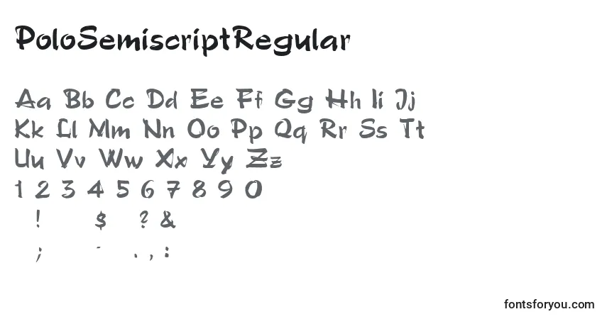 Fuente PoloSemiscriptRegular - alfabeto, números, caracteres especiales