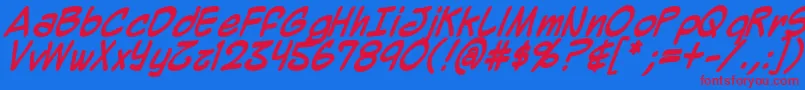Czcionka Mighzb – czerwone czcionki na niebieskim tle