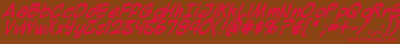 フォントMighzb – 赤い文字が茶色の背景にあります。