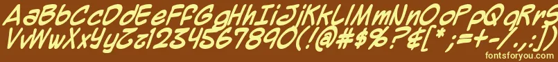 Mighzb-fontti – keltaiset fontit ruskealla taustalla