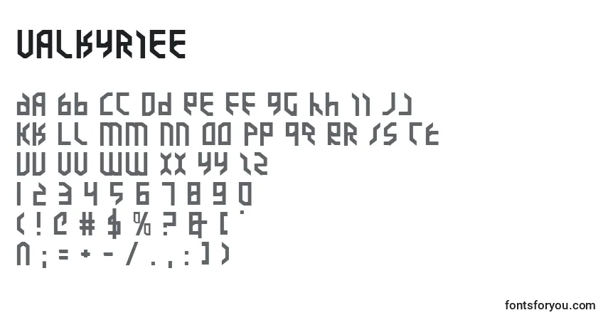 Шрифт Valkyriee – алфавит, цифры, специальные символы