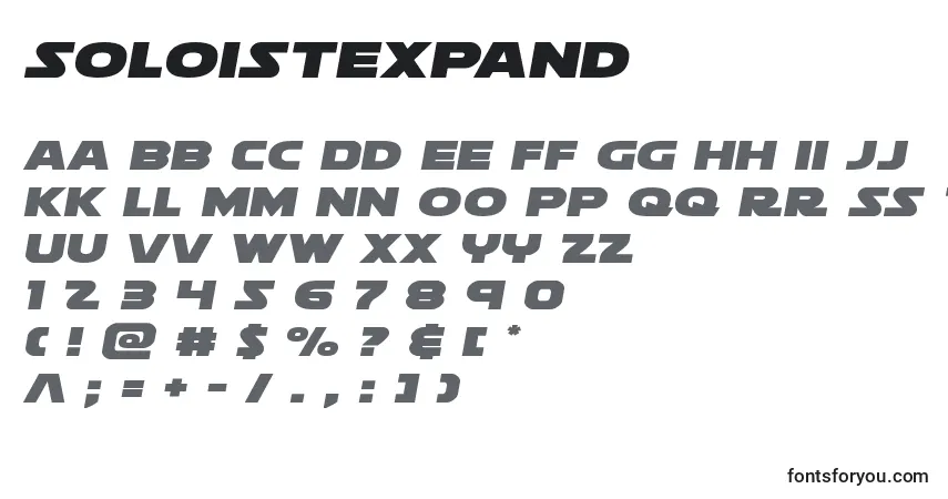Шрифт Soloistexpand – алфавит, цифры, специальные символы