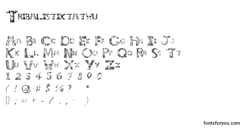Tribalistiktatwu-fontti – aakkoset, numerot, erikoismerkit