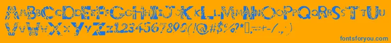 Tribalistiktatwu-Schriftart – Blaue Schriften auf orangefarbenem Hintergrund