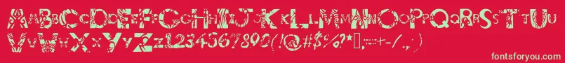 Tribalistiktatwu-Schriftart – Grüne Schriften auf rotem Hintergrund