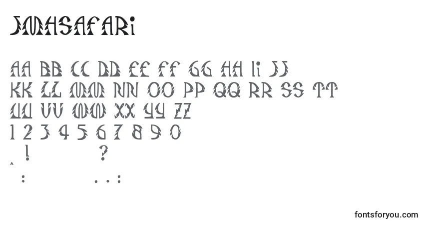 A fonte JmhSafari (98263) – alfabeto, números, caracteres especiais