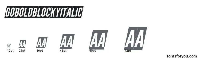 GoboldBlockyItalic Font Sizes