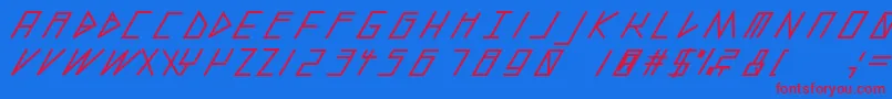 SlantedItalicShiftBlack-fontti – punaiset fontit sinisellä taustalla
