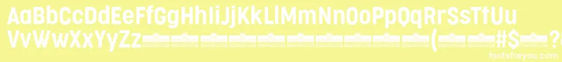 CocogooseCondensedSemilightTrial-fontti – valkoiset fontit keltaisella taustalla