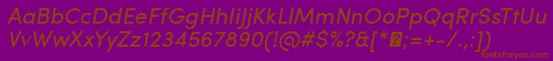 Fonte SofiaProRegularItalic – fontes marrons em um fundo roxo