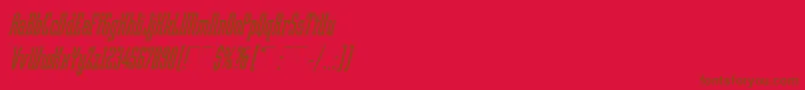 Więcej informacji o czcionce RobotikItalicPlain Czcionka RobotikItalicPlain – brązowe czcionki na czerwonym tle