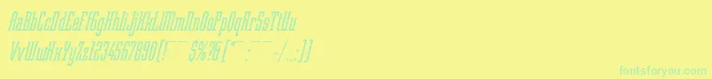 フォントRobotikItalicPlain – 黄色い背景に緑の文字