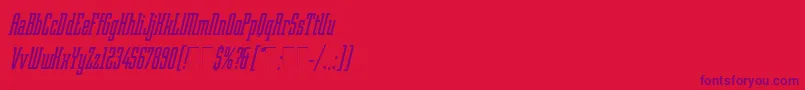 Fonte RobotikItalicPlain – fontes roxas em um fundo vermelho