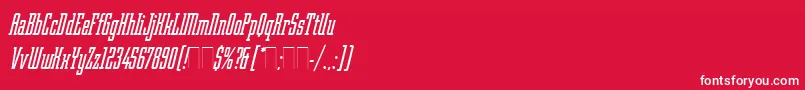 RobotikItalicPlain-Schriftart – Weiße Schriften auf rotem Hintergrund