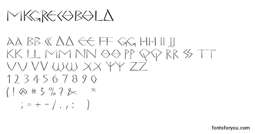A fonte MkgrecoBold – alfabeto, números, caracteres especiais