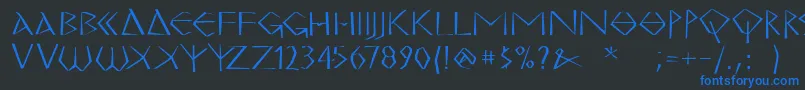 MkgrecoBold Font – Blue Fonts on Black Background