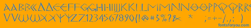 MkgrecoBold Font – Blue Fonts on Orange Background