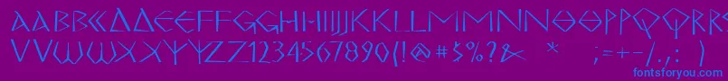 MkgrecoBold-Schriftart – Blaue Schriften auf violettem Hintergrund