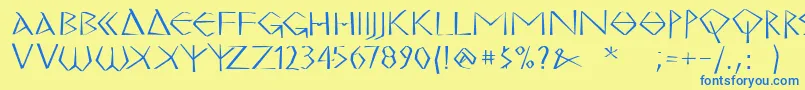 MkgrecoBold Font – Blue Fonts on Yellow Background