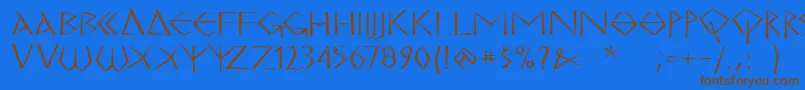 MkgrecoBold Font – Brown Fonts on Blue Background