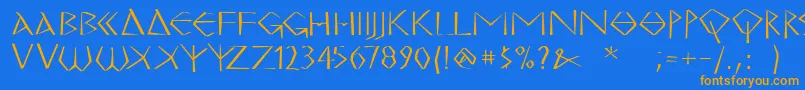 MkgrecoBold Font – Orange Fonts on Blue Background