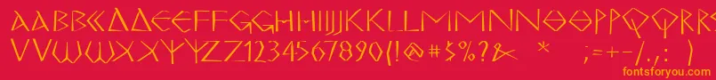 MkgrecoBold Font – Orange Fonts on Red Background