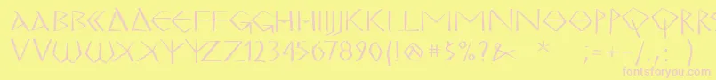 MkgrecoBold-Schriftart – Rosa Schriften auf gelbem Hintergrund