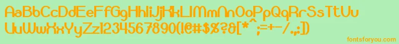 フォントBloomingworthBold – オレンジの文字が緑の背景にあります。