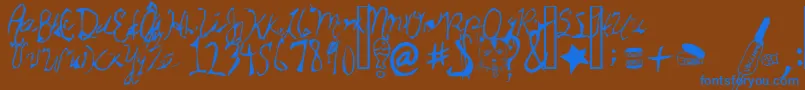 StarCat-Schriftart – Blaue Schriften auf braunem Hintergrund