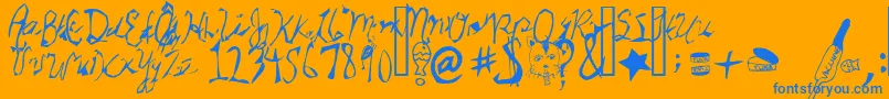 StarCat-Schriftart – Blaue Schriften auf orangefarbenem Hintergrund
