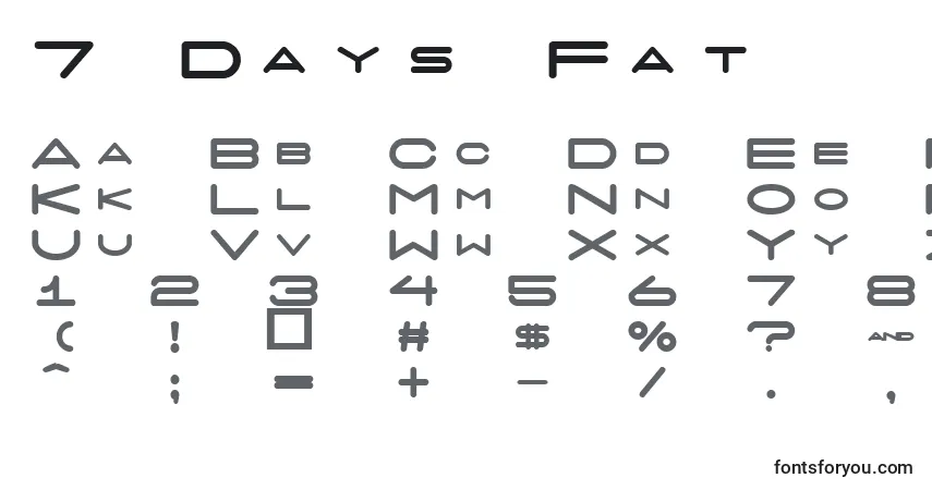 Czcionka 7 Days Fat – alfabet, cyfry, specjalne znaki