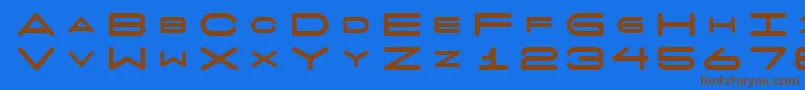 フォント7 Days Fat – 茶色の文字が青い背景にあります。