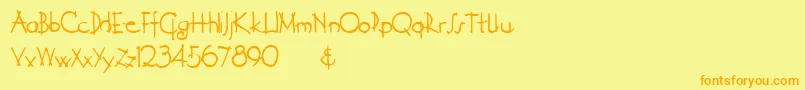 Derelict Font – Orange Fonts on Yellow Background