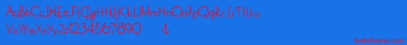 Derelict Font – Red Fonts on Blue Background