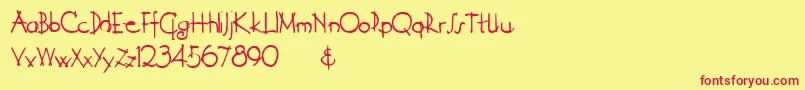 Derelict Font – Red Fonts on Yellow Background