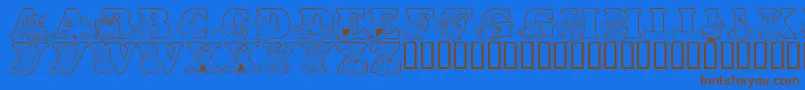 LmsTyBuddies Font – Brown Fonts on Blue Background