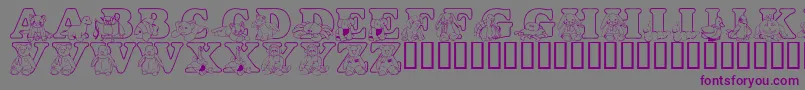 LmsTyBuddies-fontti – violetit fontit harmaalla taustalla