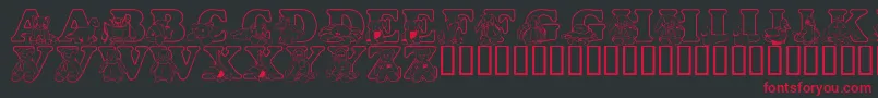 LmsTyBuddies-fontti – punaiset fontit mustalla taustalla