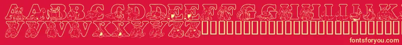 LmsTyBuddies Font – Yellow Fonts on Red Background