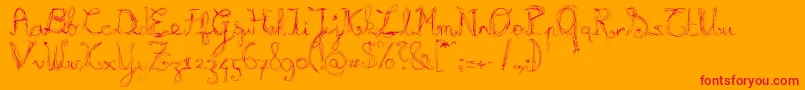 Burnl-Schriftart – Rote Schriften auf orangefarbenem Hintergrund