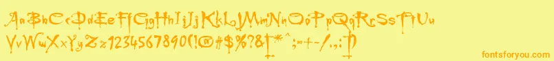 フォントRebuffed – オレンジの文字が黄色の背景にあります。