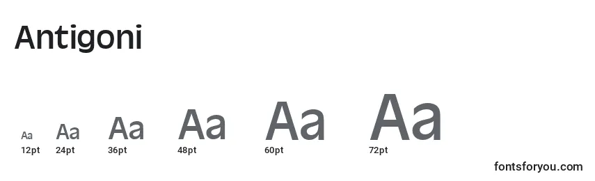 Размеры шрифта Antigoni