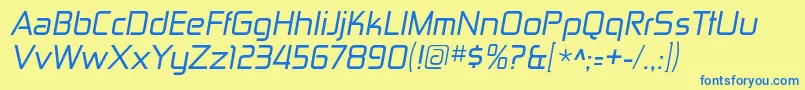 Więcej informacji o czcionce ZektonrgItalic Czcionka ZektonrgItalic – niebieskie czcionki na żółtym tle