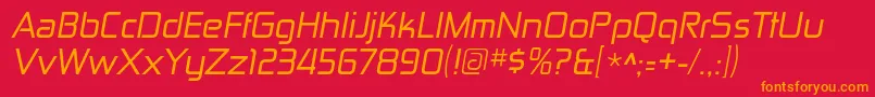 フォントZektonrgItalic – 赤い背景にオレンジの文字