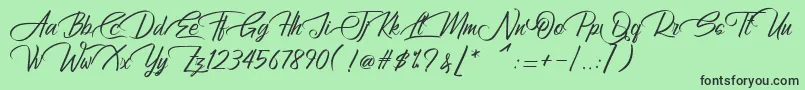フォントAtziluthScript – 緑の背景に黒い文字