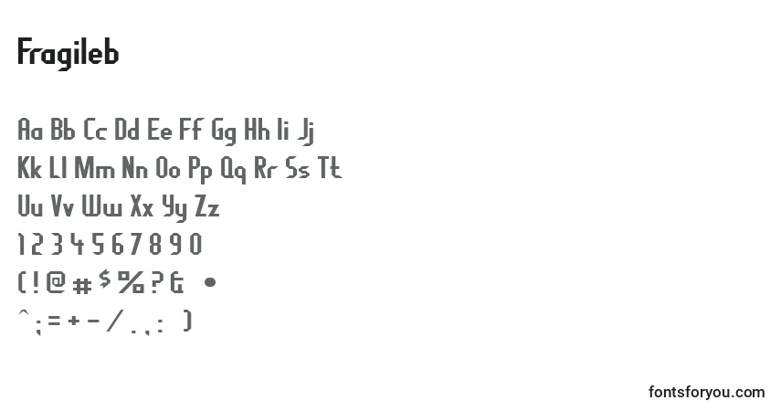 Schriftart Fragileb – Alphabet, Zahlen, spezielle Symbole