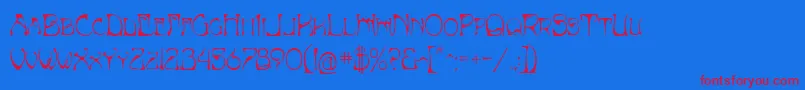 ArtNouveauBistroРЎap-Schriftart – Rote Schriften auf blauem Hintergrund
